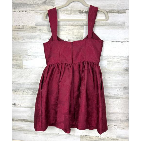 Sachin & Babi womens 10 burgundy Floral Jacquard Fit Flare Formal Mini Dress NWT - Picture 4 of 9